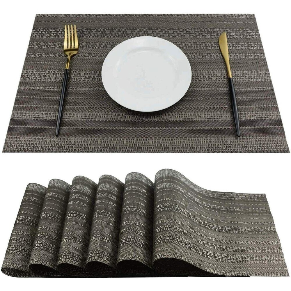 Set of 6 Kitchen Placemats Washable Stain & Heat Resistant Table Mats OLIVE GRAY